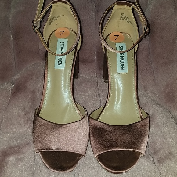 Steve Madden Shoes - STEVE MADDEN Mirna Pink Satin Strappy Heels Sz 7